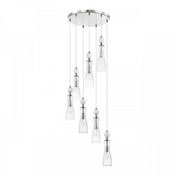 8268/7A NEOCLASSI хром/белый/прозрачный, металл/керамика/стекло Люстра каскадная Е14 7*40W 220V EMILY
