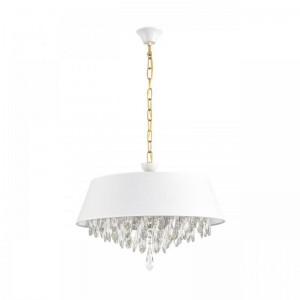 8374/6 CLASSI LN латунь/белый/прозрачный, металл/текстиль/хрусталь Люстра подвесная E27 6*60W 220V MITRIM
