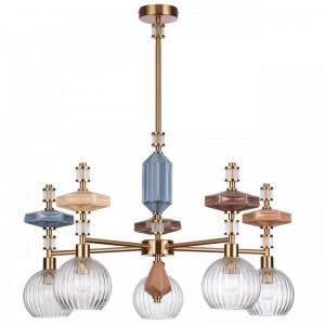 5414/5 MODERN ODL_EX26 античная бронза/терракот/синий/бежевый/коричневый/металл/керамика Люстра E14 5*40W TERRA