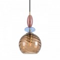 8300/1A MODERNI бронза/амбер/голубой/розовый, металл/стекло Подвес E27 1*40W 220V WALMA