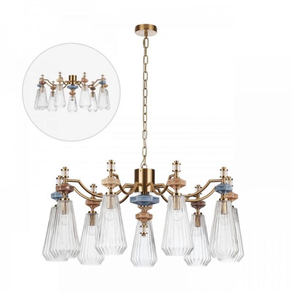 5414/9 MODERN ODL_EX26 античная бронза/терракот/синий/бежевый/коричневый/металл/керамика Люстра E14 9*40W TERRA