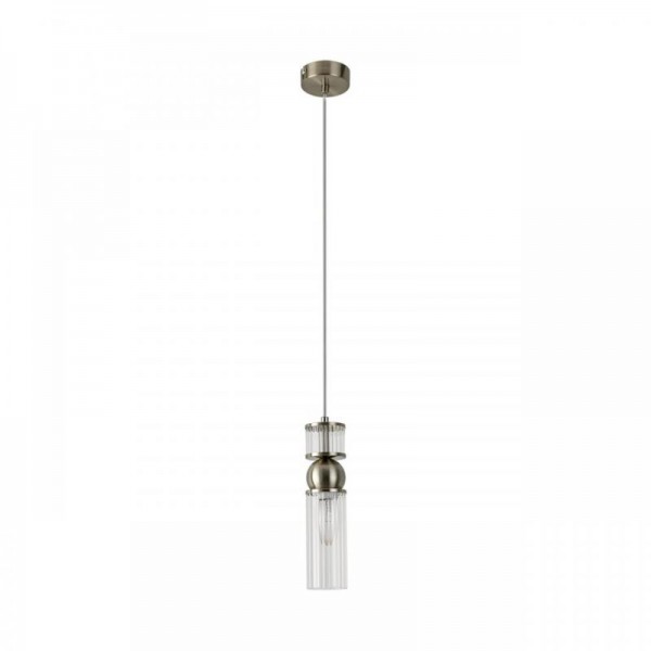 8277/1A MODERNI сатин никель/прозрачный, металл/стекло Подвес Е14 1*40W 220V DENVER