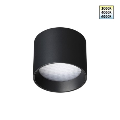 359593 OVER NT25 000 черный Светильник накладной светодиодный с переключ. цв. температуры IP20 LED 6W 220-240V 3000К\4000К\6000К ORBIS