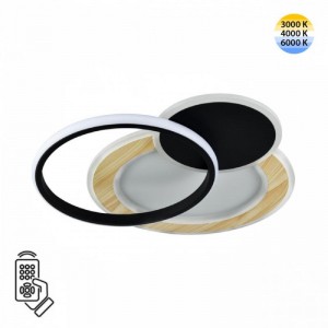 7735/80L MITRA LED SN 065 Светильник металл/акрил/белый/под дерево/черный LED 80Вт 3000-6000К 450x450 IP20 пульт ДУ PINE