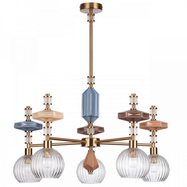 5414/5 MODERN ODL_EX26 античная бронза/терракот/синий/бежевый/коричневый/металл/керамика Люстра E14 5*40W TERRA