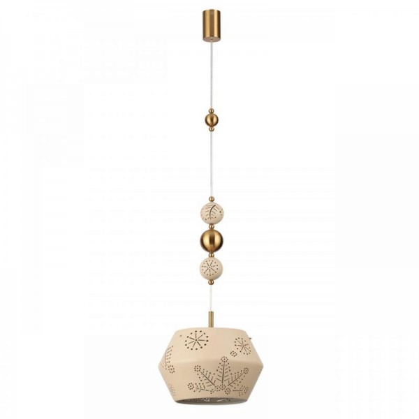 5444/1A PENDANT ODL_EX26 бежевый/античная бронза/металл/керамика Подвес E27 1*40W KARELIA
