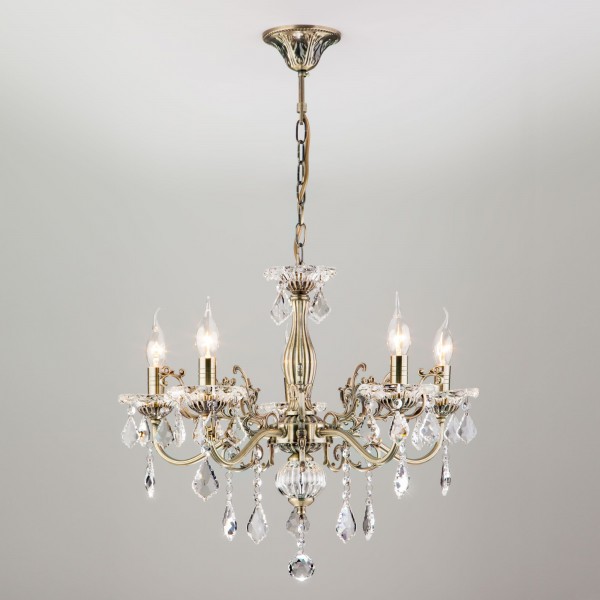 Подвесная люстра с хрусталем 3281/5 античная бронза