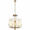 5467/35L MODERN ODL_EX26 белый/коричневый/античная бронза/металл/стекло/декор металл Люстра LED x 35W (5W*7) 3000K LION