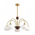 8323/5C MODERNI LN латунь/белый, металл/стекло/дерево Люстра потолочная E27 5*60W 220V LARINA