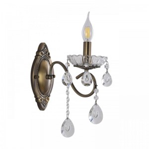 8346/1W CLASSI бронза/прозрачный, металл/хрусталь Бра E14 1*40W 220V LUINA