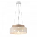 6599/3CY MODERNI LN25 156 белый/белый, бежевый металл, эко кожа/металл, стекло Подвесной светильник Е27 3*60W 220V BASALTO