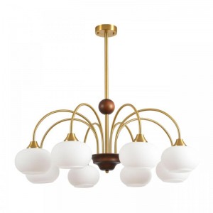 8323/8C MODERNI LN латунь/белый, металл/стекло/дерево Люстра потолочная E27 8*60W 220V LARINA