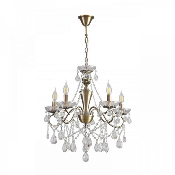 8346/5 CLASSI бронза/прозрачный, металл/хрусталь Люстра потолочная E14 5*40W 220V LUINA