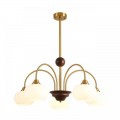 8323/5C MODERNI LN латунь/белый, металл/стекло/дерево Люстра потолочная E27 5*60W 220V LARINA