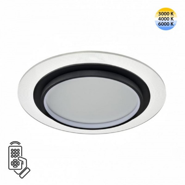 7732/80L MITRA LED SN 078 Светильник металл/акрил/белый/прозрачный/черный LED 80Вт 3000-6000К D480 IP20 пульт ДУ SUNNY