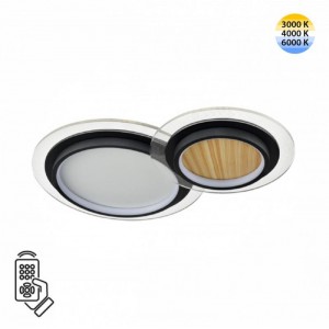 7733/80L MITRA LED SN 078 Светильник металл/акрил/белый/под дерево/прозрачный/черный LED 80Вт 3000-6000К 600x380 IP20 пульт ДУ SUNNY