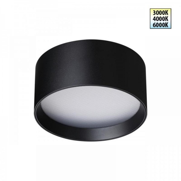 359597 OVER NT25 000 черный Светильник накладной светодиодный с переключ. цв. температуры IP20 LED 18W 220-240V 3000К\4000К\6000К ORBIS