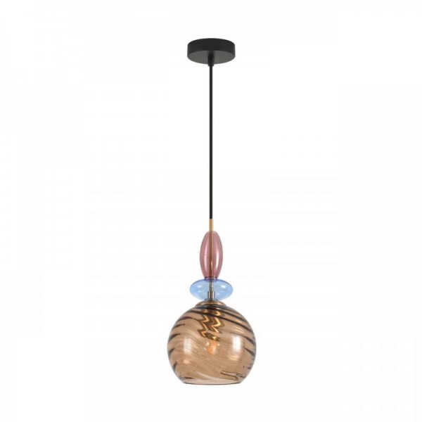 8300/1A MODERNI бронза/амбер/голубой/розовый, металл/стекло Подвес E27 1*40W 220V WALMA