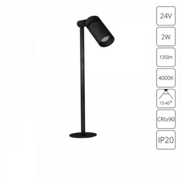 A6194LT-1BK СВЕТИЛЬНИК ЮВЕЛИРНЫЙ ВСТРАИВАЕМЫЙ PRESTO 24В 2Вт 135лм 4000К 90+ 15-45°