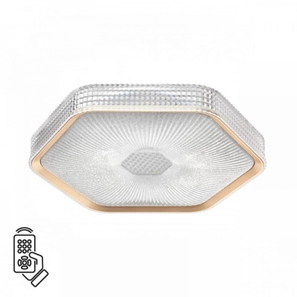 7746/48L PIKO LED SN Светильник металл/пластик/прозрачный/золотистый LED 48Вт 3000-4000-6000K 425х385 IP20 пульт ДУ SPARKS