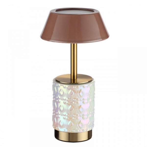 5454/6TL L-VISION ODL_EX26 светлая бронза/кофейный/жемчужный/металл/керамика Настольная лампа беспроводная LED*6W 3000K LULU