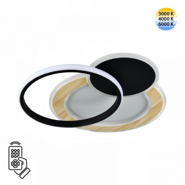 7735/80L MITRA LED SN 065 Светильник металл/акрил/белый/под дерево/черный LED 80Вт 3000-6000К 450x450 IP20 пульт ДУ PINE