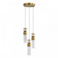 8276/3A MODERNI латунь/прозрачный, металл/стекло Подвес Е14 3*40W 220V DENVER