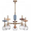 5414/5 MODERN ODL_EX26 античная бронза/терракот/синий/бежевый/коричневый/металл/керамика Люстра E14 5*40W TERRA