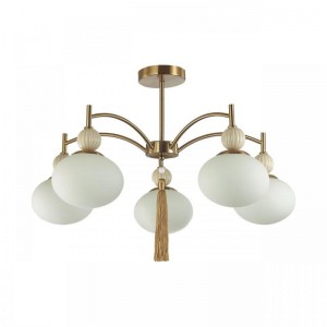 8272/5C NEOCLASSI латунь/бежевый/белый, металл/керамика/стекло Люстра потолочная Е14 5*40W 220V GLORIYA