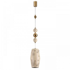 5444/1 PENDANT ODL_EX26 бежевый/античная бронза/металл/керамика Подвес E27 1*40W KARELIA