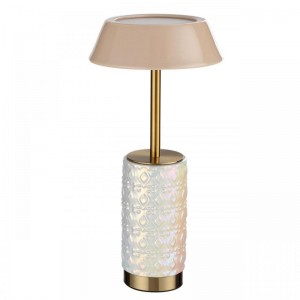 5454/8TLA L-VISION ODL_EX26 светлая бронза/бежевый/жемчужный/металл/керамика Настольная лампа беспроводная LED*8W 3000K LULU