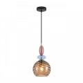 8300/1A MODERNI бронза/амбер/голубой/розовый, металл/стекло Подвес E27 1*40W 220V WALMA