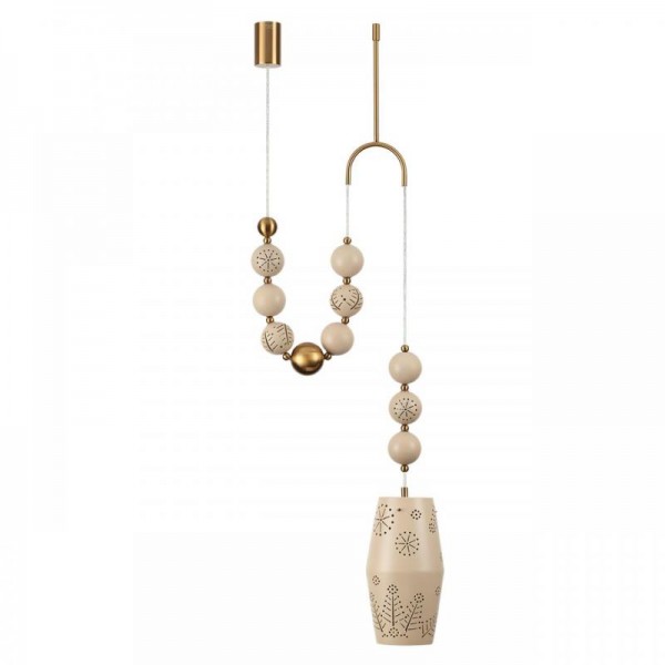 5444/1B PENDANT ODL_EX26 бежевый/античная бронза/металл/керамика Подвес с держателем E27 1*40W KARELIA