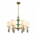 8337/6 MODERNI бронза/белый/зеленый, металл/стекло/текстиль Люстра E14 6*40W 220V ILMIRA
