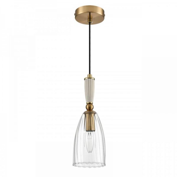 8284/1A SUSPENTIONI античная бронза/прозрачный, металл/керамика/стекло Подвес Е14 1*40W 220V DERBI