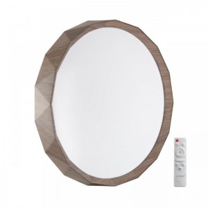 7637/DL BASICA SN 169 Светильник пластик/кор. под дер LED 48Вт 3000-6000K D385 IP43 пульт ДУ ZIF WOOD