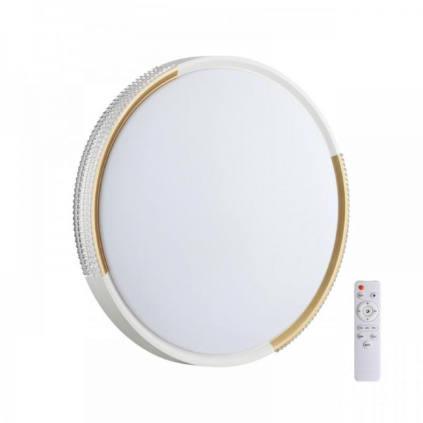 7612/DL PALE SN 184 Светильник пластик/белый/золотистый LED 48Вт 3000-6300K D400 IP43 пульт ДУ VELIO