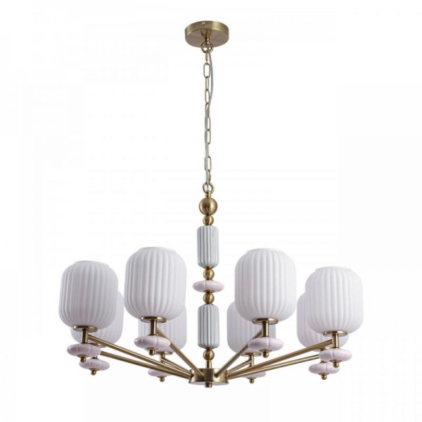8334/8 MODERNI бронза/белый, металл/керамика/стекло Люстра E27 8*40W 220V ALEGRA