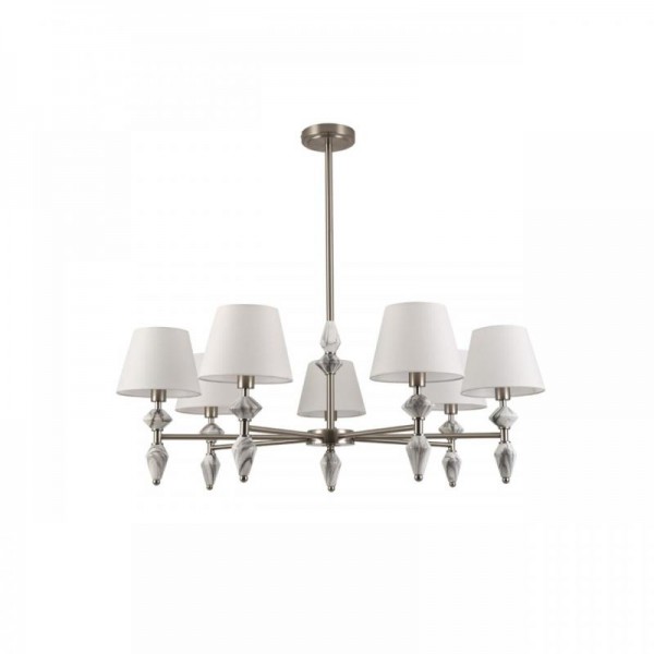 8274/7 CLASSI никель/белый/серый, металл/керамика/ткань Люстра Е14 7*40W 220V VERMONT