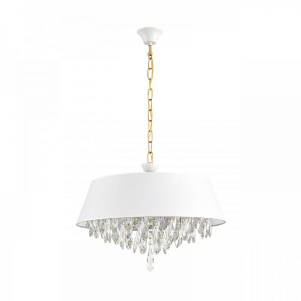 8374/6 CLASSI LN латунь/белый/прозрачный, металл/текстиль/хрусталь Люстра подвесная E27 6*60W 220V MITRIM