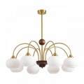 8323/8C MODERNI LN латунь/белый, металл/стекло/дерево Люстра потолочная E27 8*60W 220V LARINA