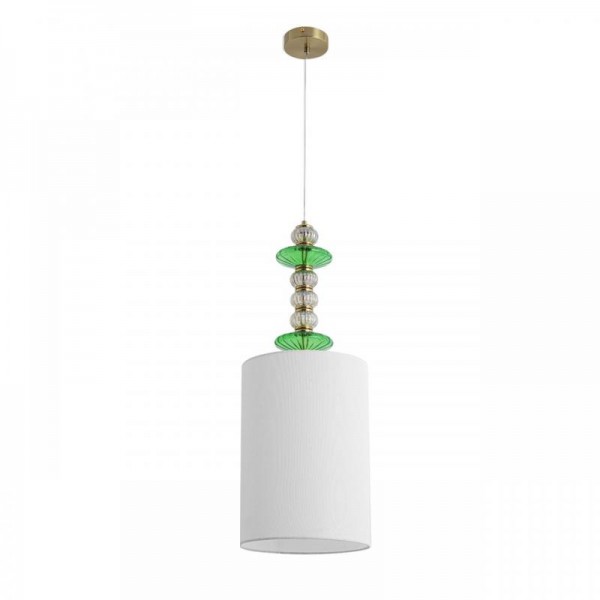 8337/1A MODERNI бронза/белый/зеленый, металл/стекло/текстиль Подвес E27 60W 220V ILMIRA