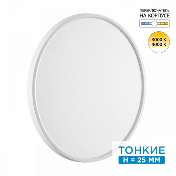 7659/40L MITRA LED SN 089 Светильник пластик/белый LED 40Вт 3000/4000K D495 IP40 ALFA WHITE