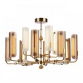 5467/60L MODERN ODL_EX26 белый/коричневый/античная бронза/металл/стекло/декор металл Люстра LED x 60W (5W*12) 3000K LION