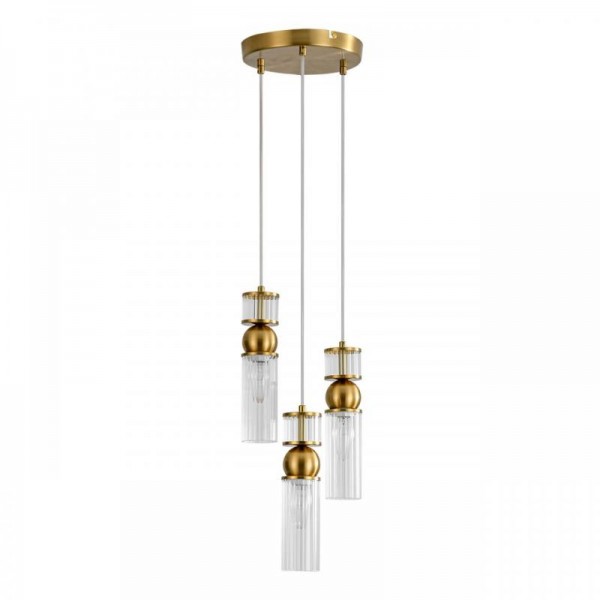 8276/3A MODERNI латунь/прозрачный, металл/стекло Подвес Е14 3*40W 220V DENVER
