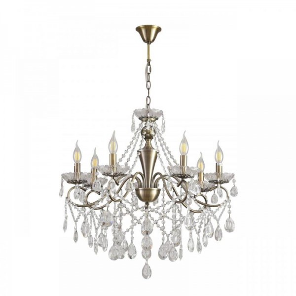 8346/7 CLASSI бронза/прозрачный, металл/хрусталь Люстра потолочная E14 7*40W 220V LUINA