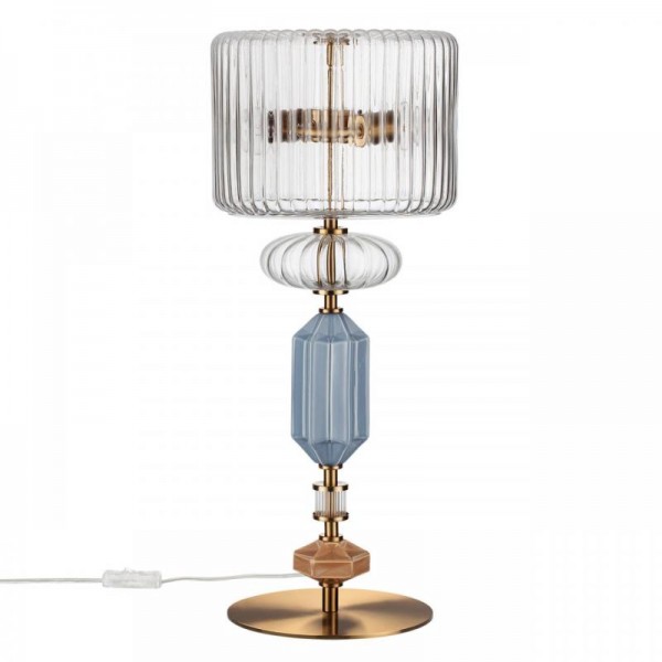 5414/2TA MODERN ODL_EX26 античная бронза/терракот/синий/металл/керамика Настольная лампа E14 2*40W TERRA