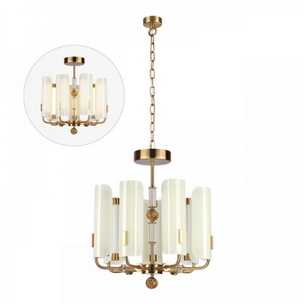 5467/35L MODERN ODL_EX26 белый/коричневый/античная бронза/металл/стекло/декор металл Люстра LED x 35W (5W*7) 3000K LION