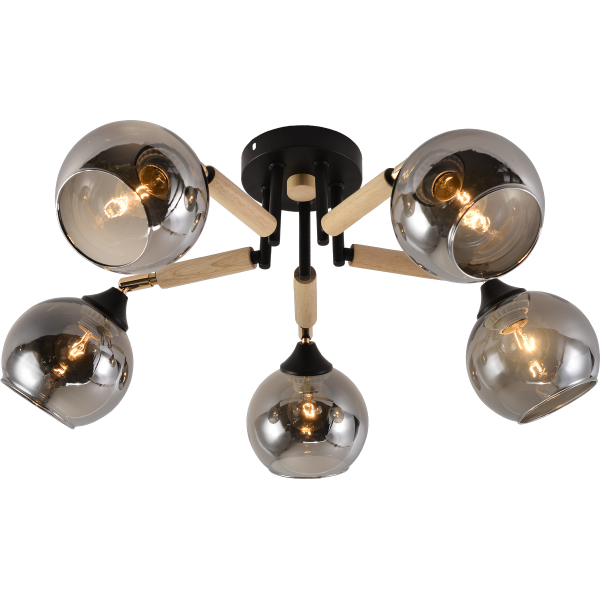 Светильник Mirastyle MH-1570B/5 BK+FGD+WOOD