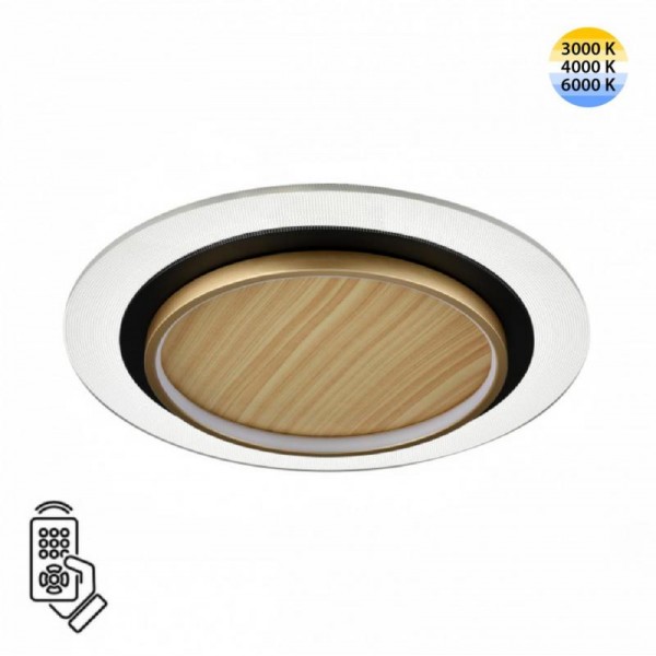 7731/80L MITRA LED SN 078 Светильник металл/акрил/белый/под дерево/прозрачный/черный LED 80Вт 3000-6000К D480 IP20 пульт ДУ SUNNY